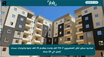 مبادرة سكن لكل المصريين 7: 113 ألف وحدة بمقدم 25 ألف جنيه وخيارات سداد تصل إلى 20 سنة